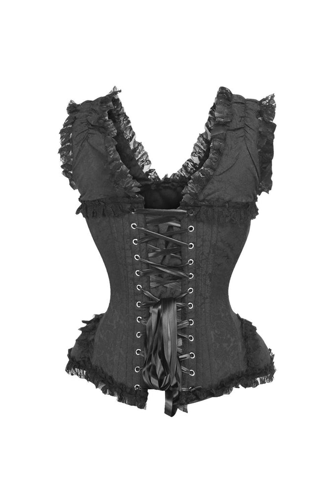 Top Drawer Brocade and Lace Steel Boned Corset By Daisy Corsets in 4 Color Choices in Size S, M, L, XL, 2X, 3X, 4X, 5X, or 6X