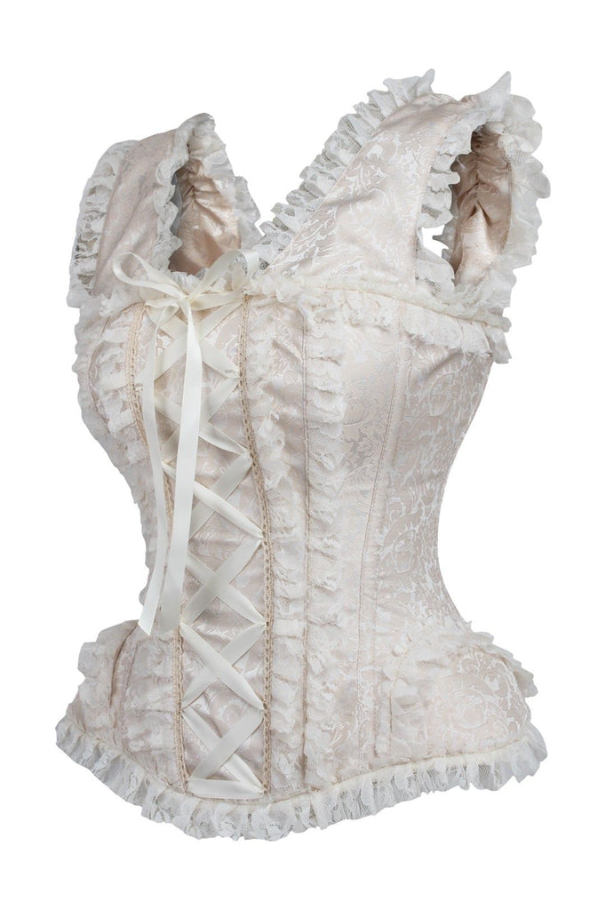 Top Drawer Brocade and Lace Steel Boned Corset By Daisy Corsets in 4 Color Choices in Size S, M, L, XL, 2X, 3X, 4X, 5X, or 6X