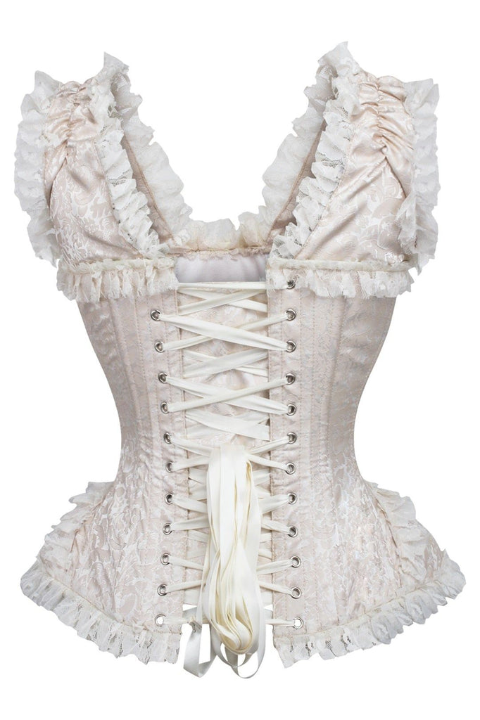 Top Drawer Brocade and Lace Steel Boned Corset By Daisy Corsets in 4 Color Choices in Size S, M, L, XL, 2X, 3X, 4X, 5X, or 6X