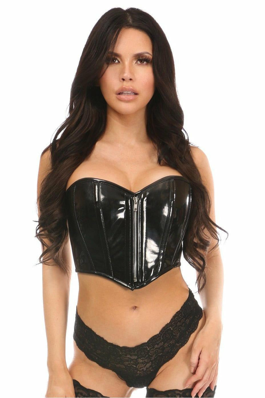 Top Drawer Black Patent Bustier with Zipper by Daisy Corsets in Size S, M, L, XL, 2X, 3X, 4X, 5X, or 6X