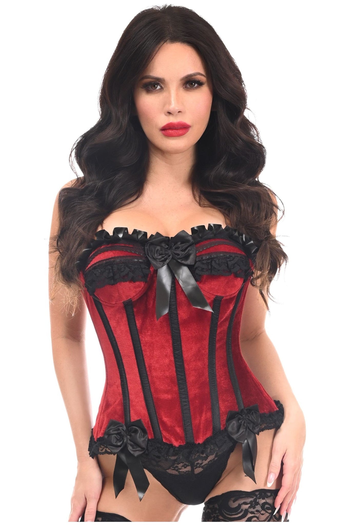 Top Drawer Velvet Steel Boned Burlesque Corset by Daisy Corsets in Purple or Red in Size S, M, L, XL, 2X, 3X, 4X, 5X, or 6X