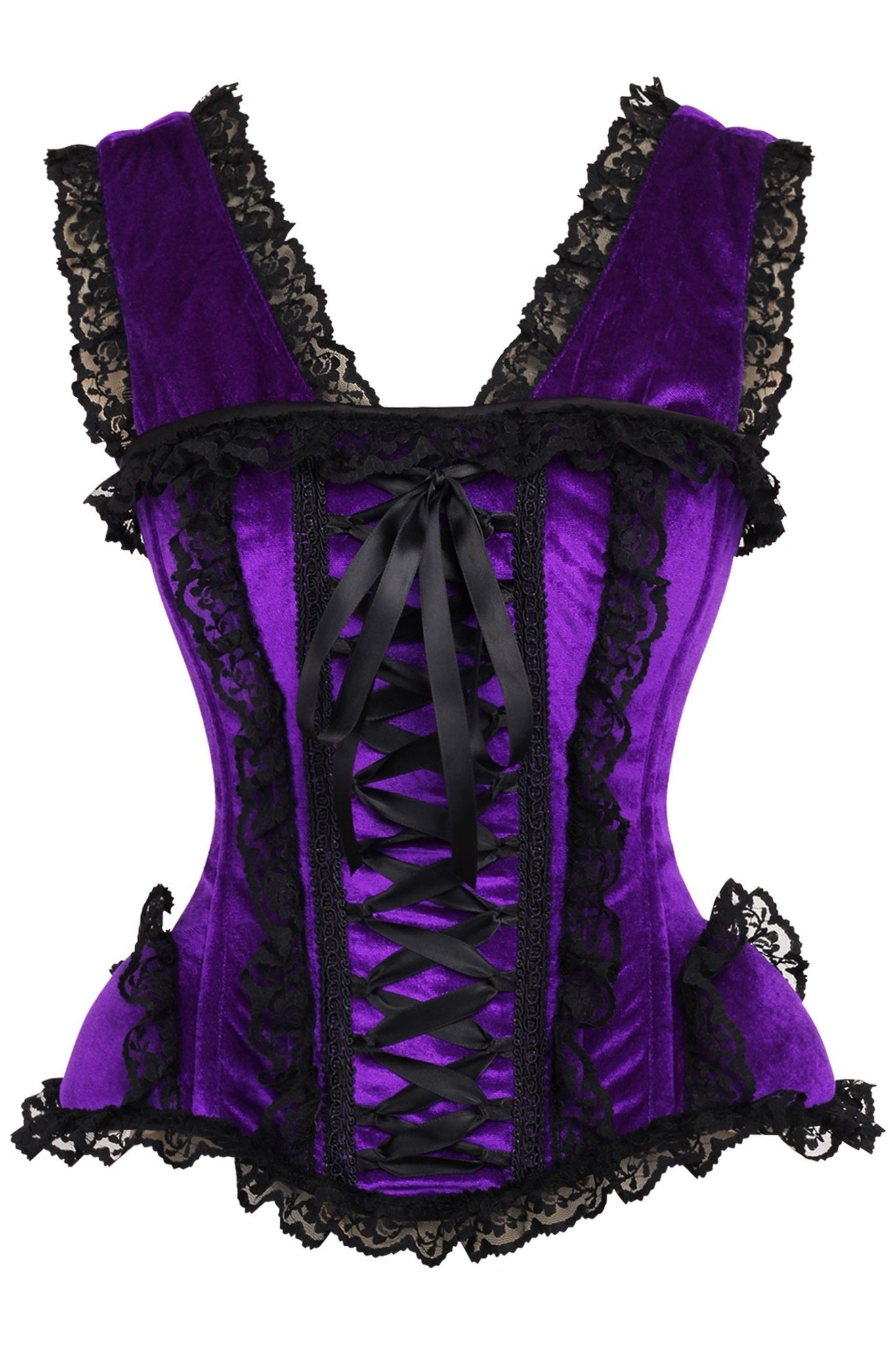 Top Drawer Purple Velvet and Lace Steel Boned Corset by Daisy Corsets in Size S, M, L, XL, 2X, 3X, 4X, 5X, or 6X