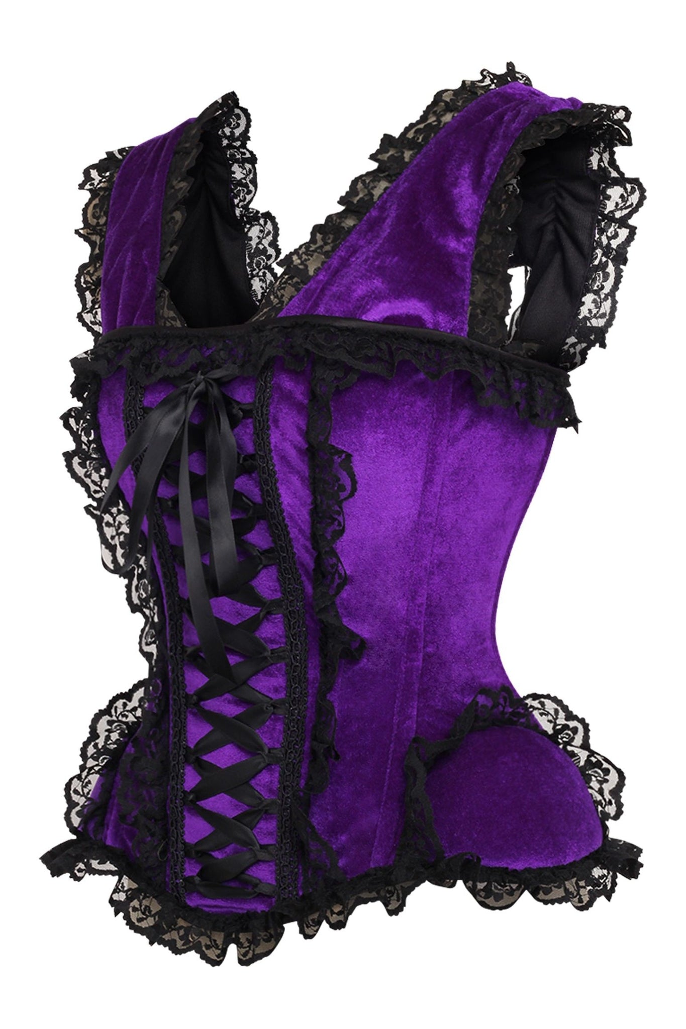 Top Drawer Purple Velvet and Lace Steel Boned Corset by Daisy Corsets in Size S, M, L, XL, 2X, 3X, 4X, 5X, or 6X