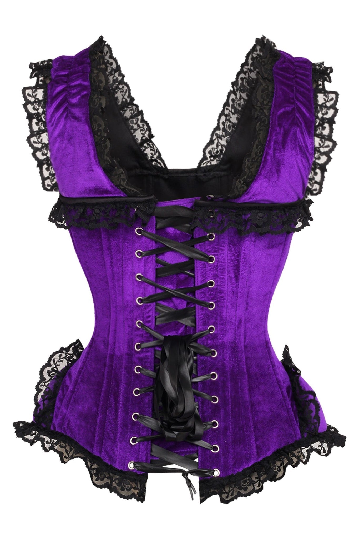 Top Drawer Purple Velvet and Lace Steel Boned Corset by Daisy Corsets in Size S, M, L, XL, 2X, 3X, 4X, 5X, or 6X