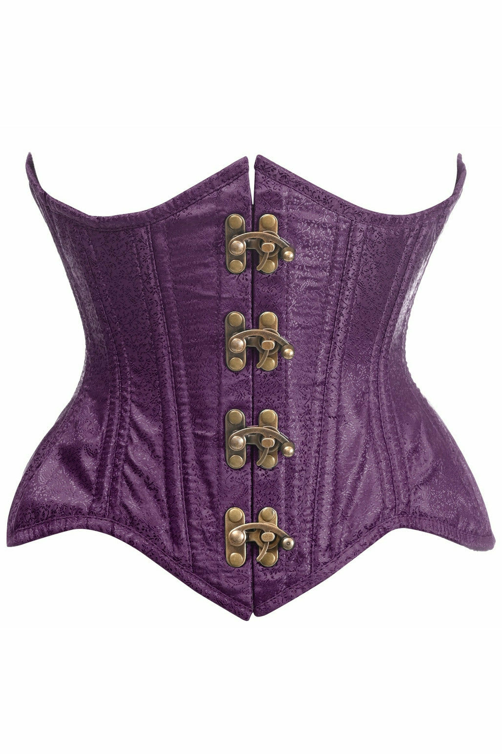 Double Steel Boned Plum Brocade Curvy Underbust Corset
