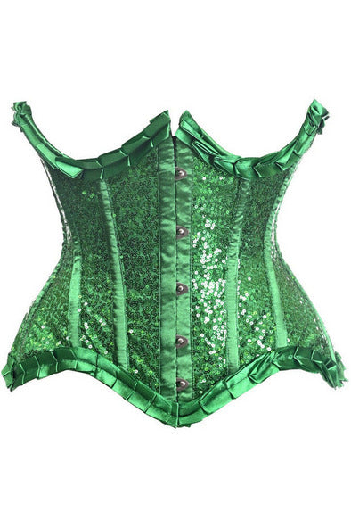 Top Drawer Satin and Sequin Underwire Curvy Cut Steel Boned Waist Cincher Corset by Daisy Corsets in 4 Color Choices in Size S, M, L, XL, 2X, 3X, 4X, 5X, or 6X