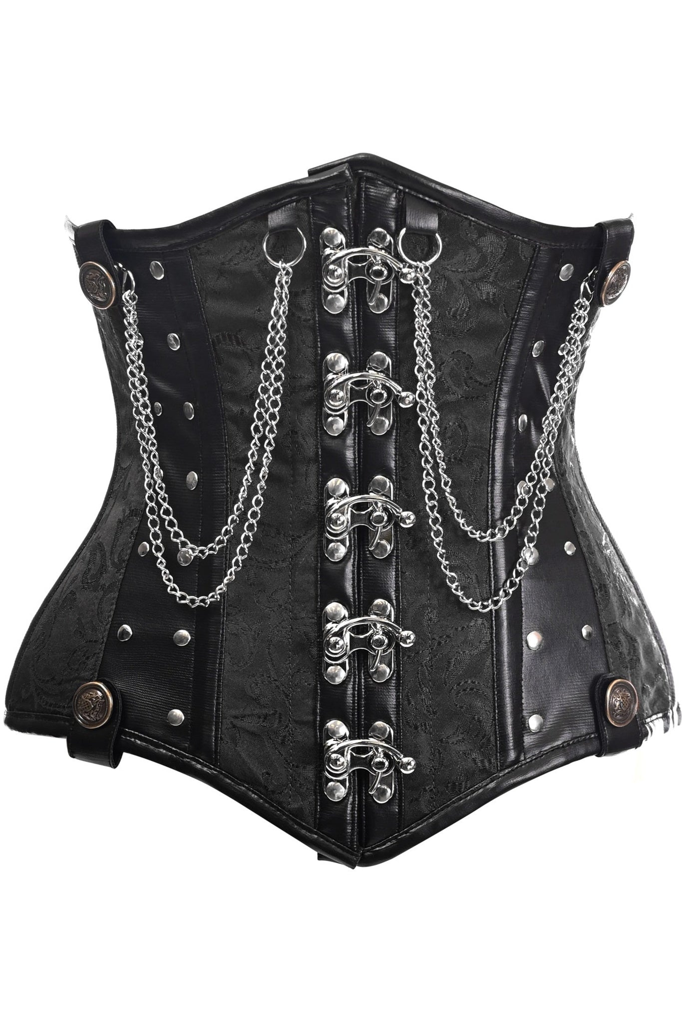 Steel Boned Underbust Corset with Chains and Clasps