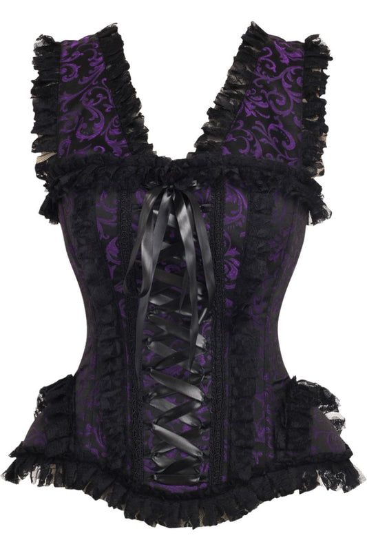 Top Drawer Swirl Brocade and Lace Steel Boned Corset by Daisy Corsets in 4 Color Choices in Size S, M, L, XL, 2X, 3X, 4X, 5X, or 6X