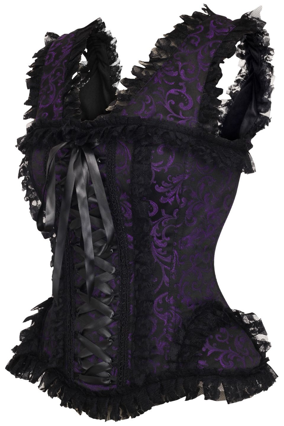 Top Drawer Swirl Brocade and Lace Steel Boned Corset by Daisy Corsets in 4 Color Choices in Size S, M, L, XL, 2X, 3X, 4X, 5X, or 6X