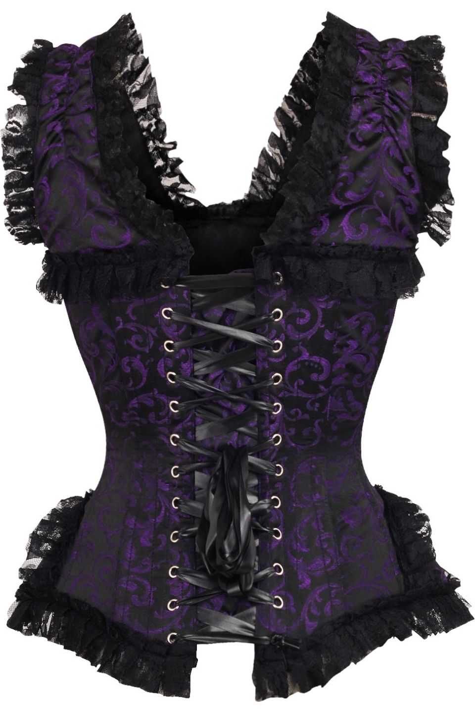 Top Drawer Swirl Brocade and Lace Steel Boned Corset by Daisy Corsets in 4 Color Choices in Size S, M, L, XL, 2X, 3X, 4X, 5X, or 6X