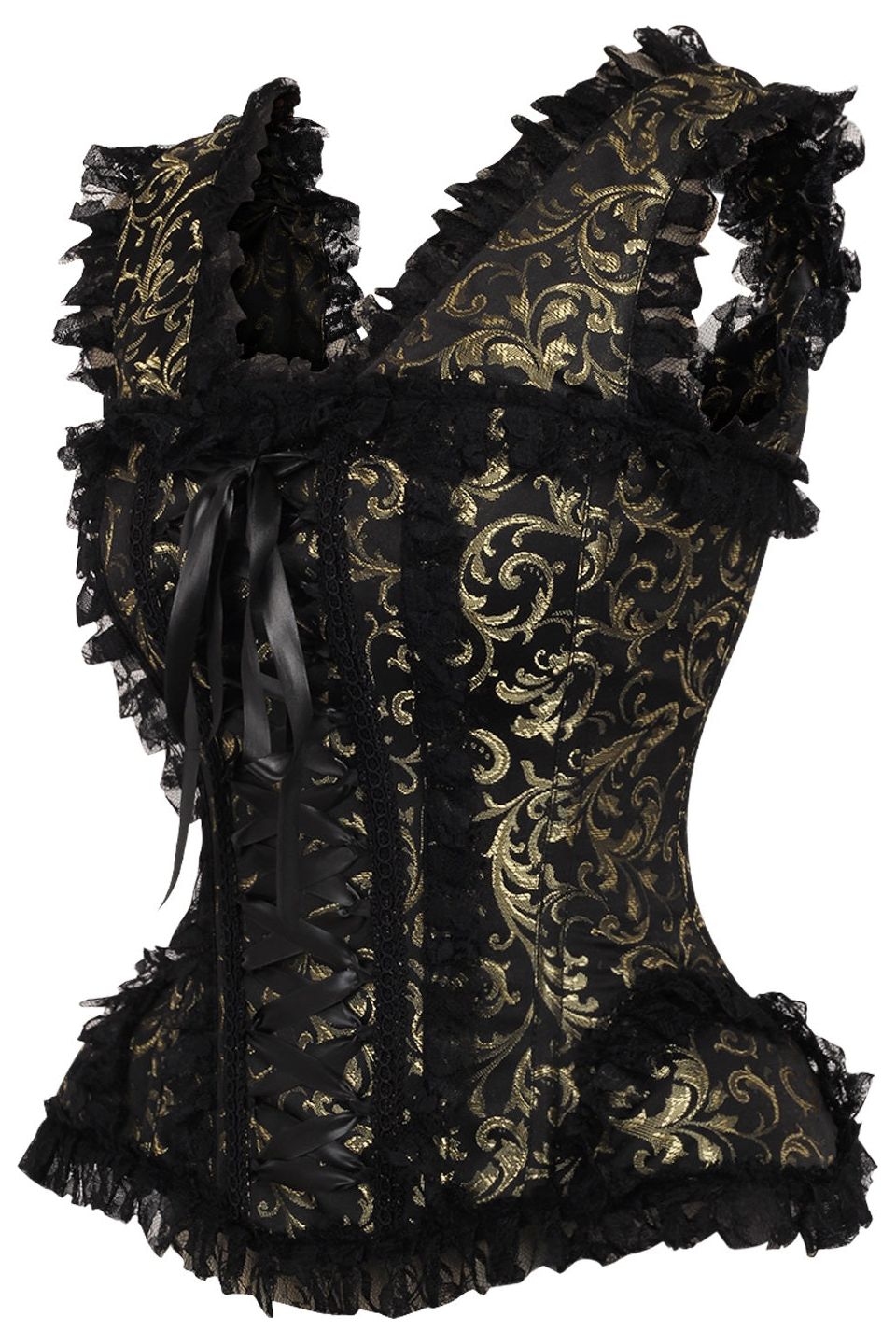 Top Drawer Swirl Brocade and Lace Steel Boned Corset by Daisy Corsets in 4 Color Choices in Size S, M, L, XL, 2X, 3X, 4X, 5X, or 6X