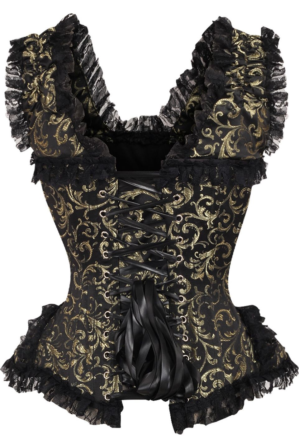 Top Drawer Swirl Brocade and Lace Steel Boned Corset by Daisy Corsets in 4 Color Choices in Size S, M, L, XL, 2X, 3X, 4X, 5X, or 6X