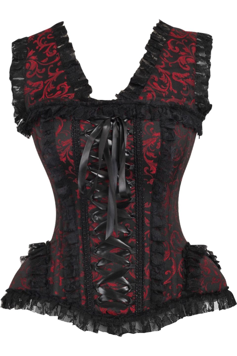 Top Drawer Swirl Brocade and Lace Steel Boned Corset by Daisy Corsets in 4 Color Choices in Size S, M, L, XL, 2X, 3X, 4X, 5X, or 6X