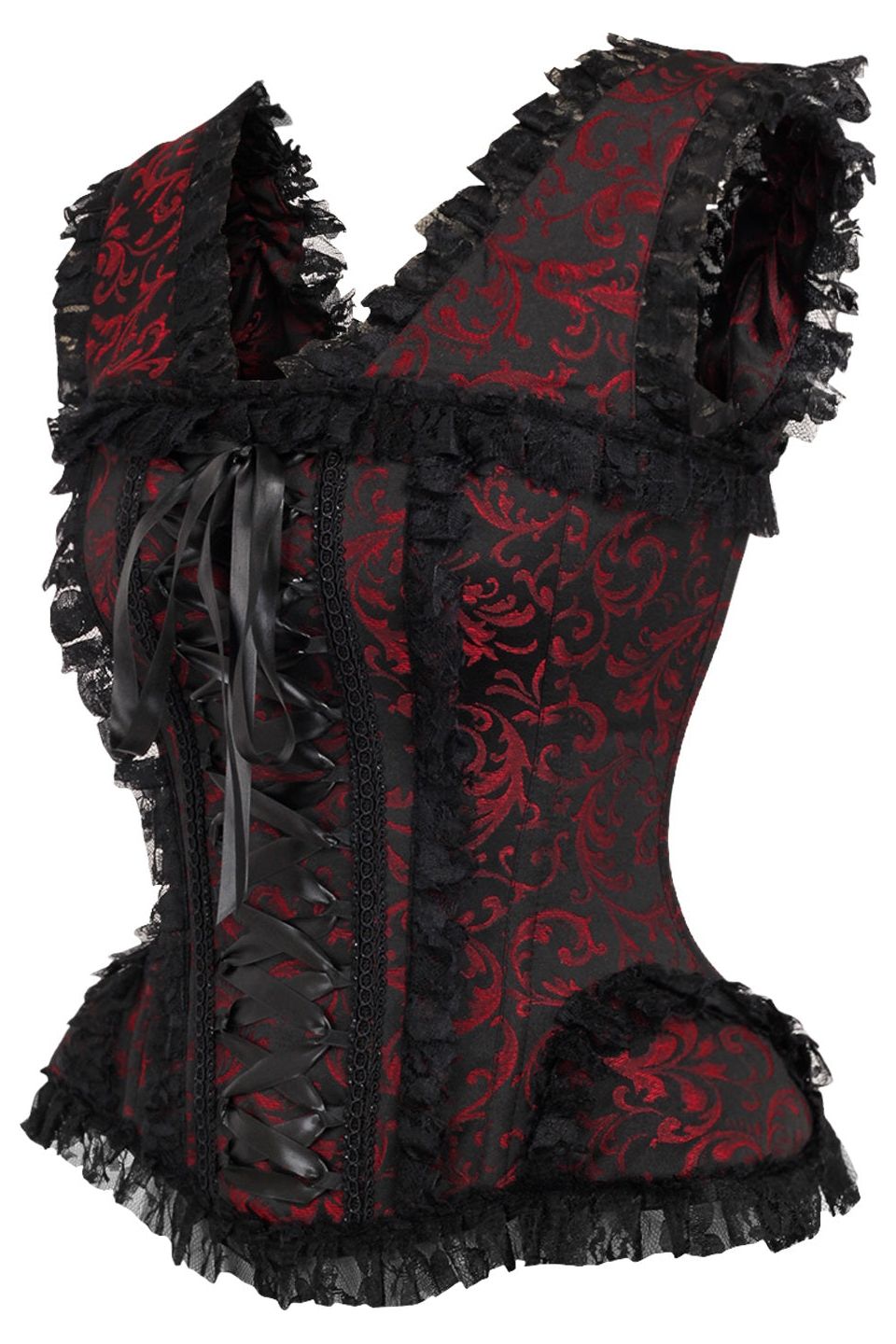 Top Drawer Swirl Brocade and Lace Steel Boned Corset by Daisy Corsets in 4 Color Choices in Size S, M, L, XL, 2X, 3X, 4X, 5X, or 6X