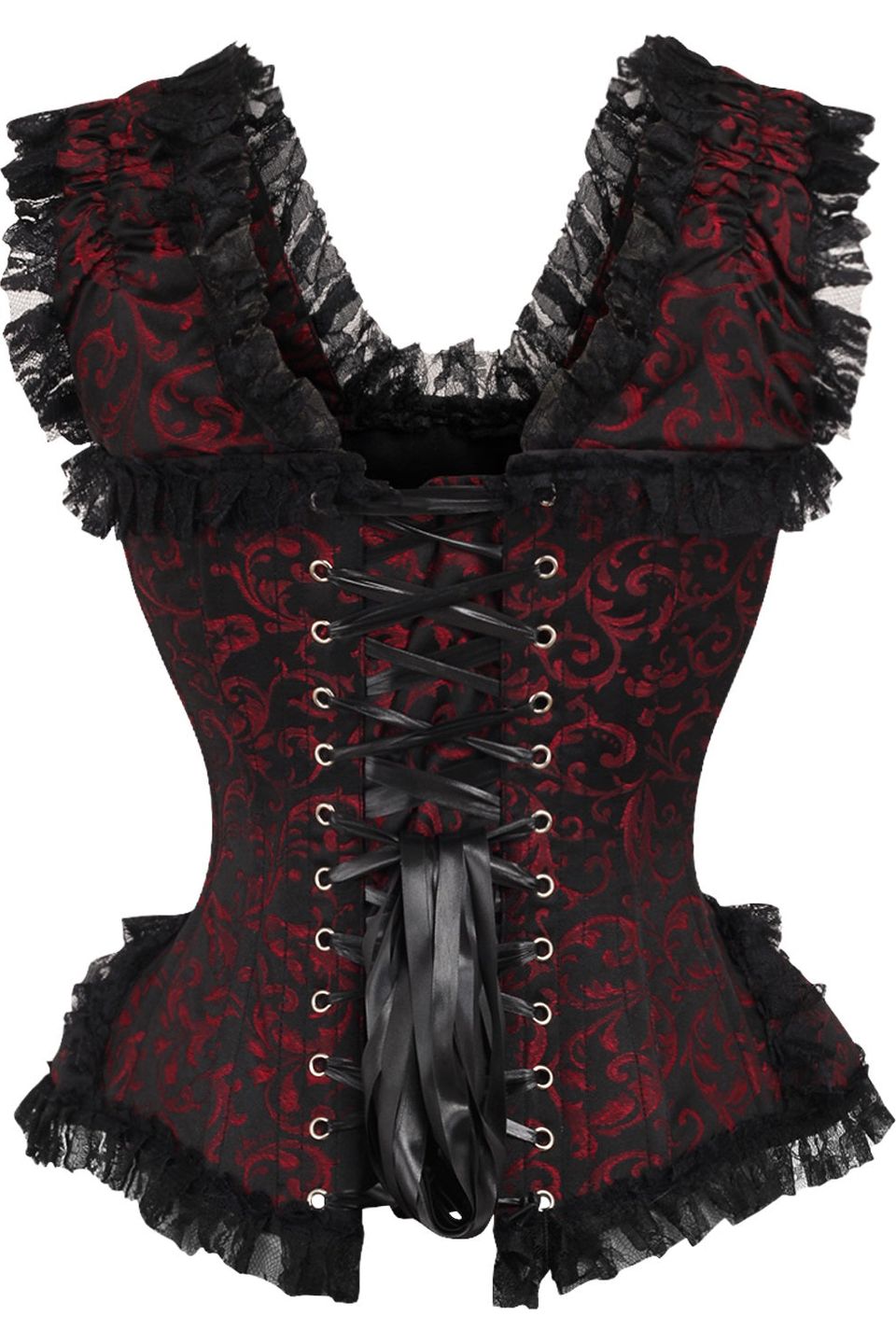 Top Drawer Swirl Brocade and Lace Steel Boned Corset by Daisy Corsets in 4 Color Choices in Size S, M, L, XL, 2X, 3X, 4X, 5X, or 6X