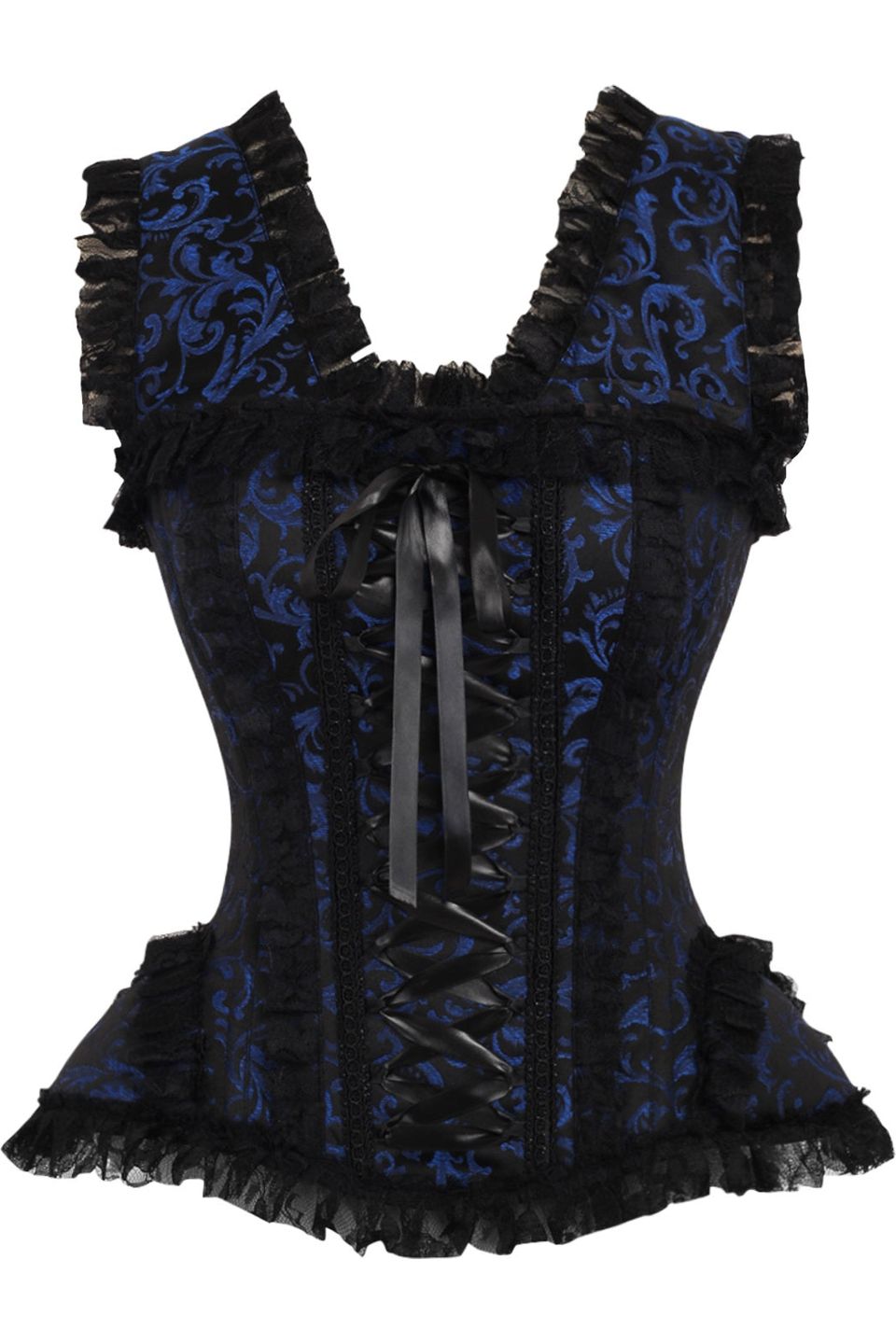 Top Drawer Swirl Brocade and Lace Steel Boned Corset by Daisy Corsets in 4 Color Choices in Size S, M, L, XL, 2X, 3X, 4X, 5X, or 6X