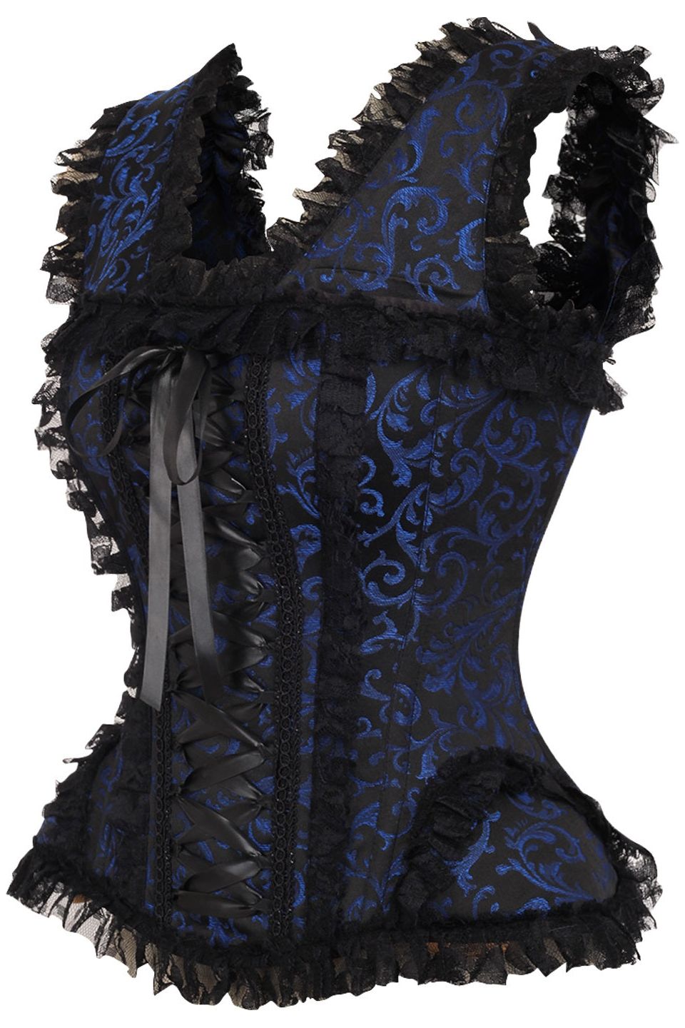 Top Drawer Swirl Brocade and Lace Steel Boned Corset by Daisy Corsets in 4 Color Choices in Size S, M, L, XL, 2X, 3X, 4X, 5X, or 6X