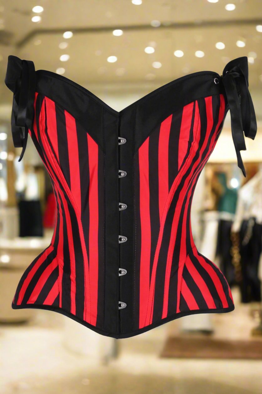 Striped Steel Boned Corset with Straps