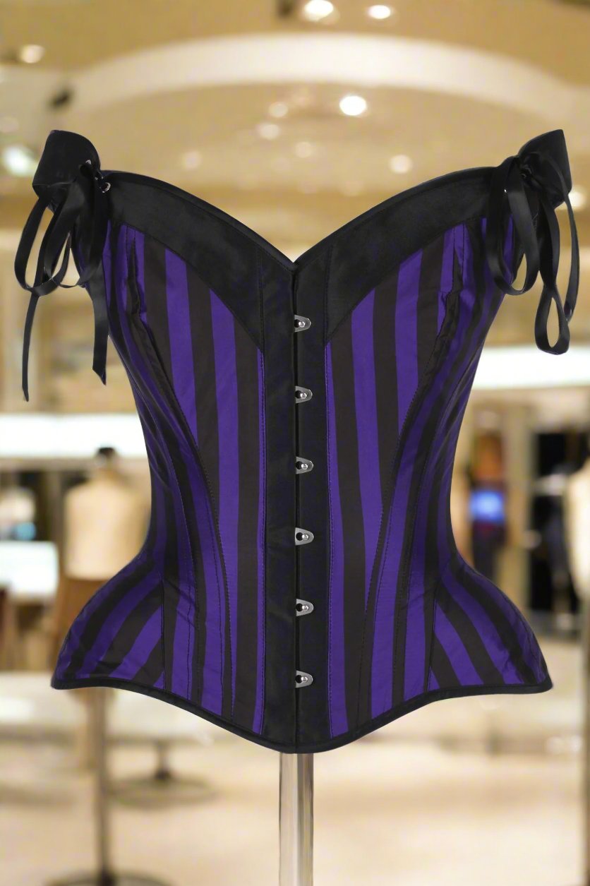 Striped Steel Boned Corset with Straps