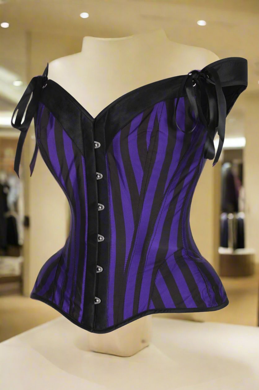 Striped Steel Boned Corset with Straps