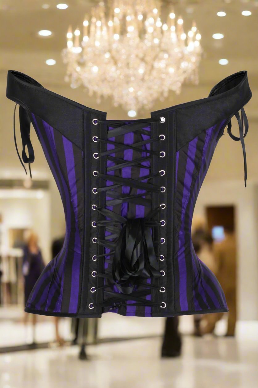 Striped Steel Boned Corset with Straps