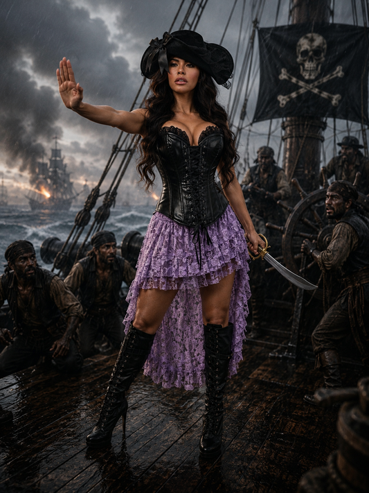 Top Drawer 4 Piece Purple Lace Premium Pirate Corset Costume