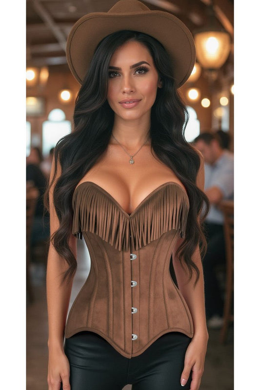 Suede Steel Boned Over Bust Corset
