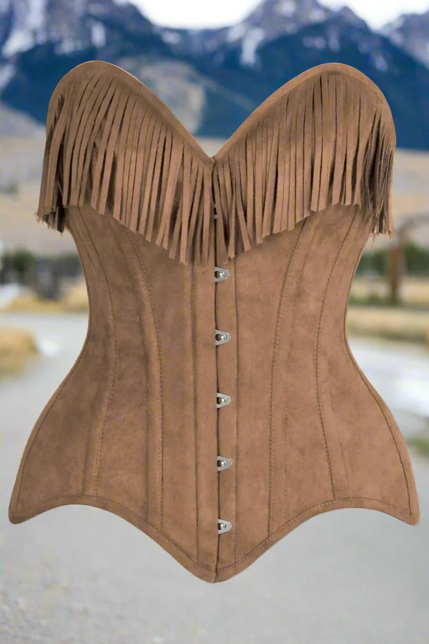 Suede Steel Boned Over Bust Corset