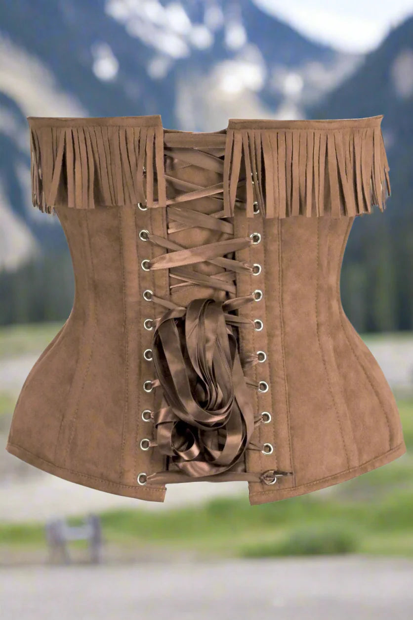 Suede Steel Boned Over Bust Corset