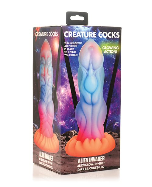 Alien Invader Glow in the Dark 8 Inch Silicone Dildo