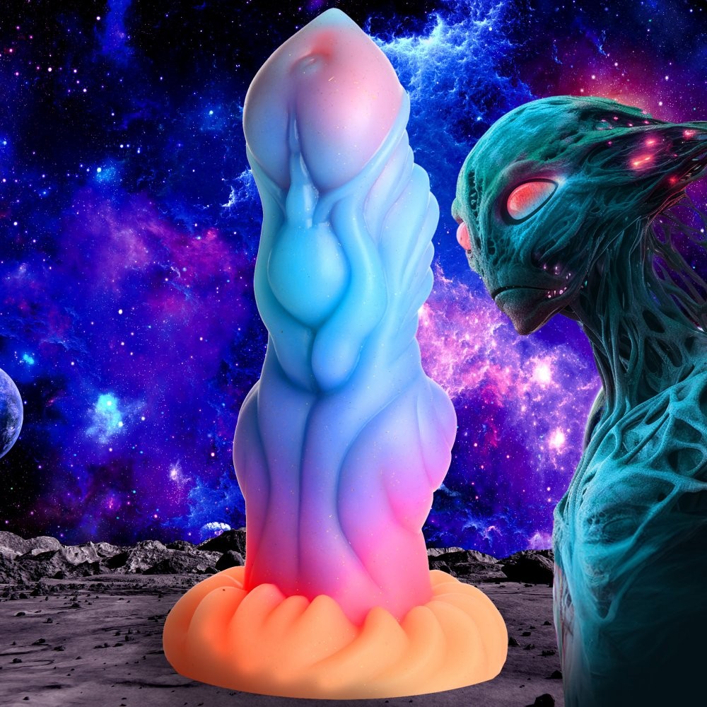 Alien Invader Glow in the Dark 8 Inch Silicone Dildo