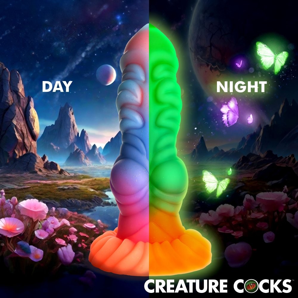 Alien Invader Glow in the Dark 8 Inch Silicone Dildo