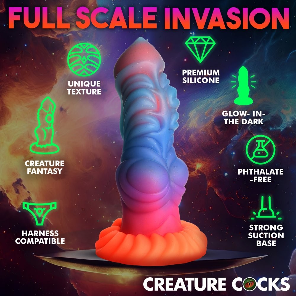 Alien Invader Glow in the Dark 8 Inch Silicone Dildo