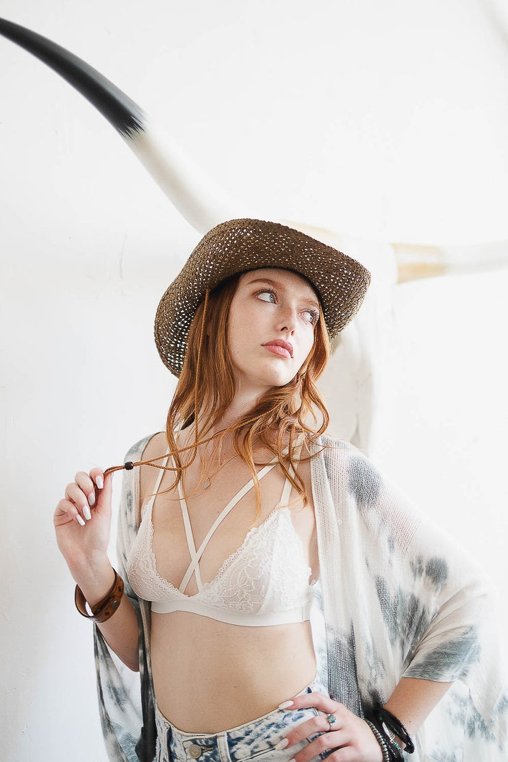 Front Cross Strap Lace Bralette by LETO