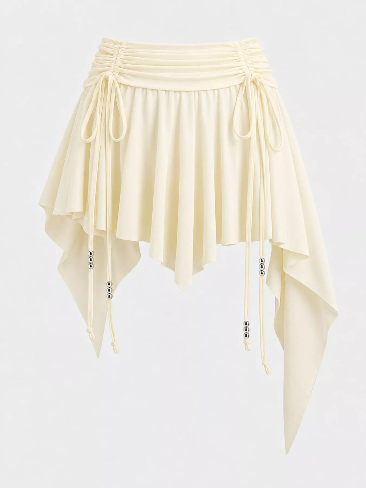 Ruched Asymmetrical Drawstring Mini Skirt