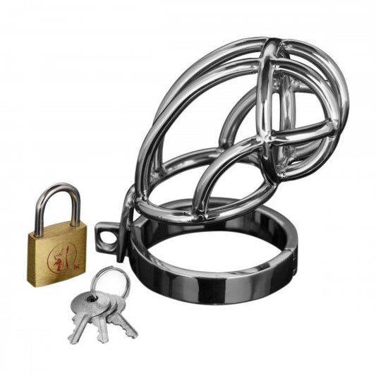 Captus Stainless Steel Locking Chastity Cage by Master Series