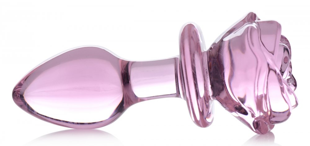 Pink Rose Glass Anal Plug