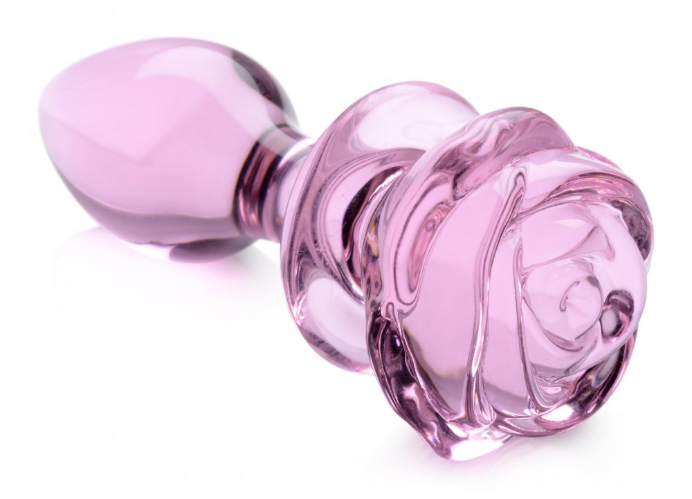 Pink Rose Glass Anal Plug