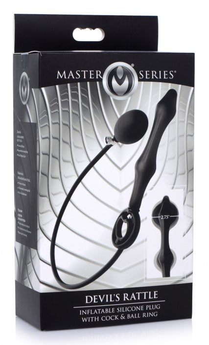 Devils Rattle Inflatable Silicone Anal Plug with Cock and Ball Ring by Master Series