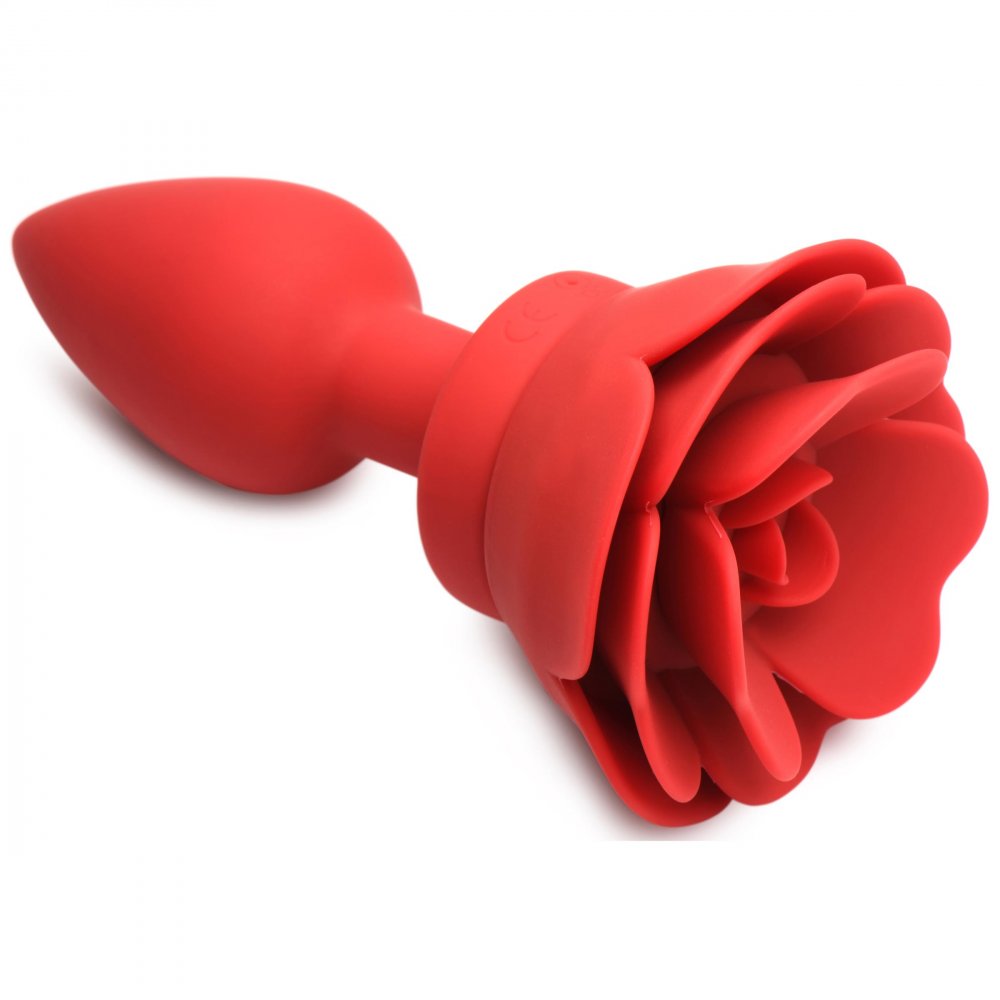 28X Silicone Vibrating Rose Anal Plug with Remote