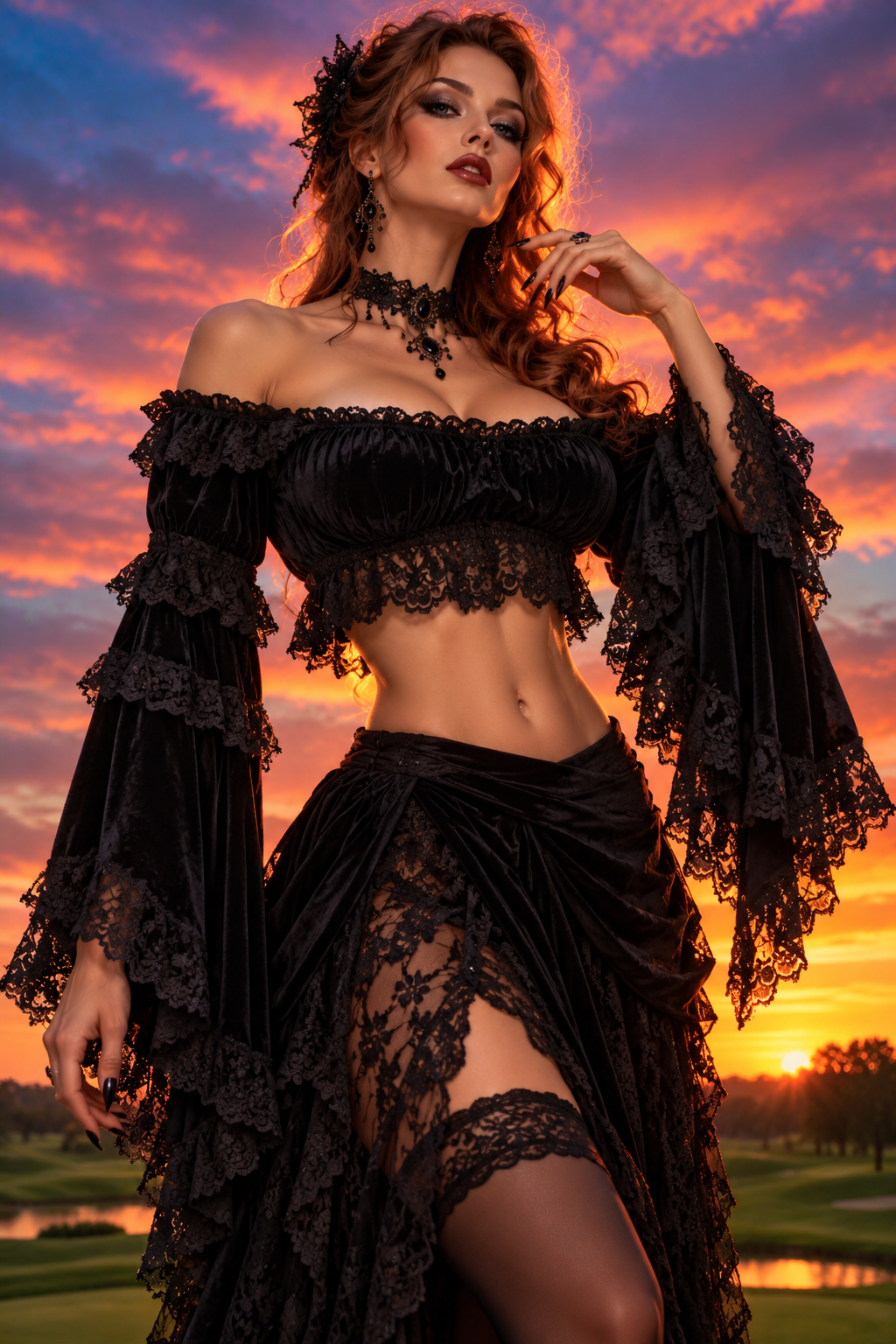 Vampire Underbust Corset Dress and Peasant Top