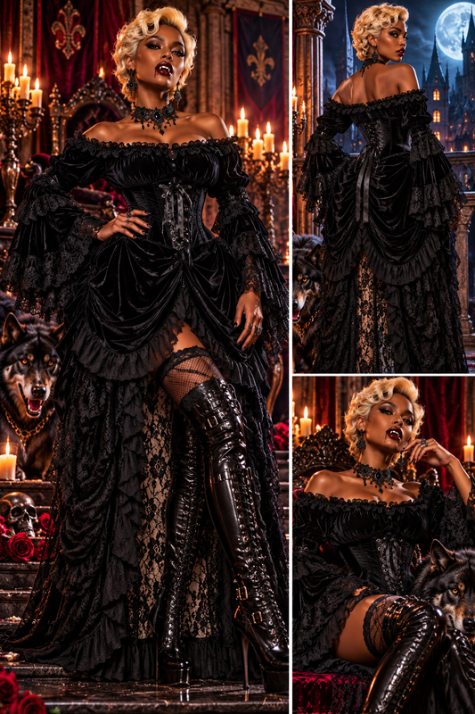 Vampire Underbust Corset Dress and Peasant Top