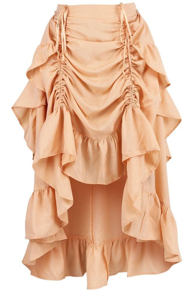 Beige Crepe Adjustable High Low Skirt - Daisy Corsets