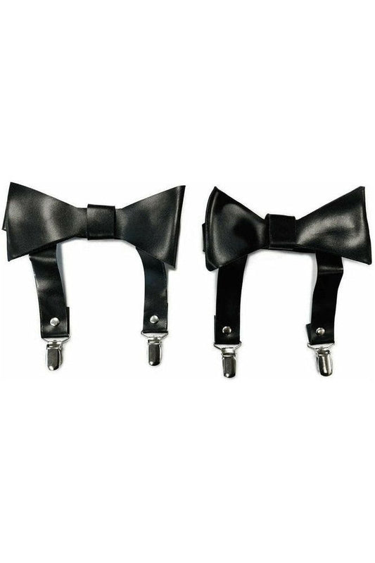 Black Faux Leather Garters (set of 2)