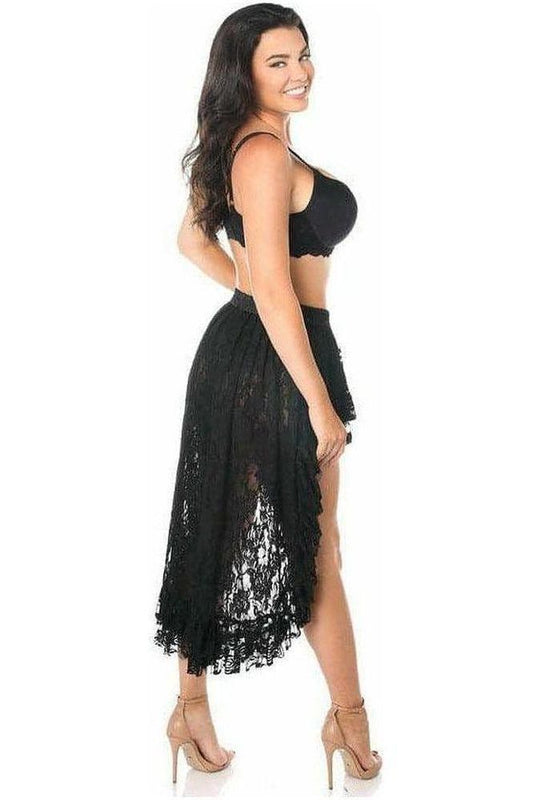 Black Lace High Low Lace Skirt