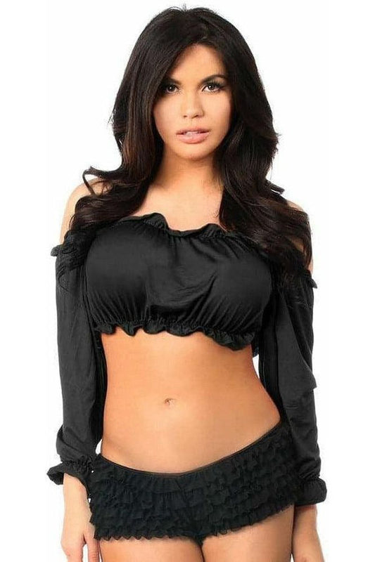 Black Long Sleeve Peasant Top