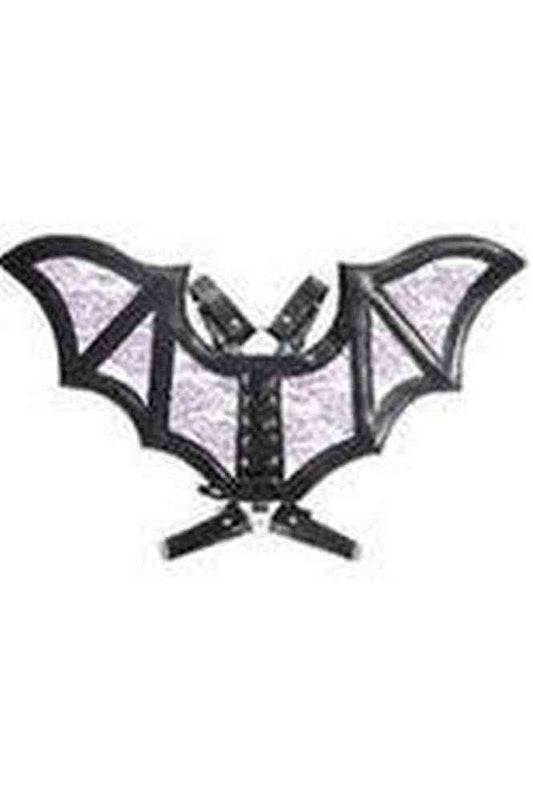Black/Purple Faux Leather & Lace Wing Harness