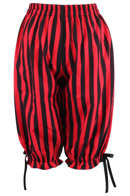 Black/Red Striped Crepe Long Bloomers