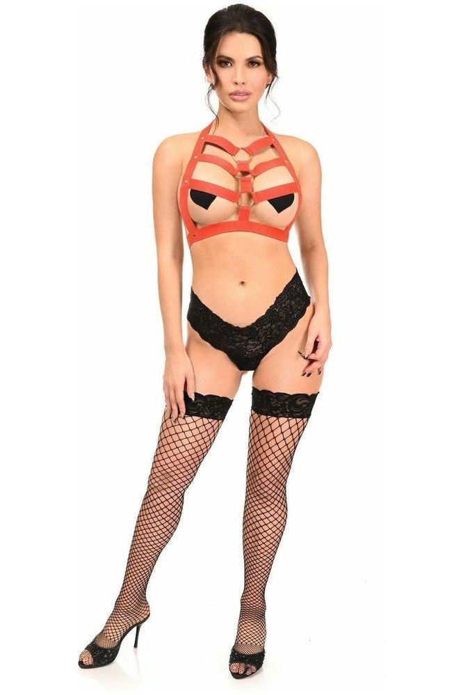 BOXED Red Stretchy Body Harness w/Gold Hardware - Daisy Corsets