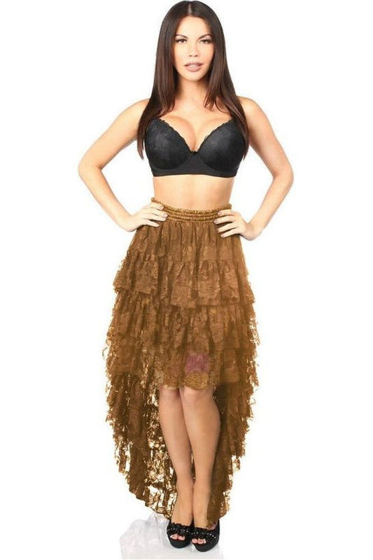 LIMITED EDITION Brown High Low Lace Skirt